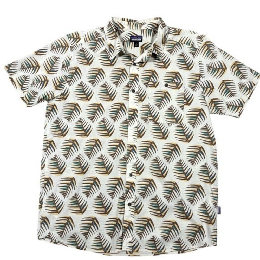 Patagonia Go To Shirt Mens L Palms of My Heart Short Sleeve Button Up Tropical